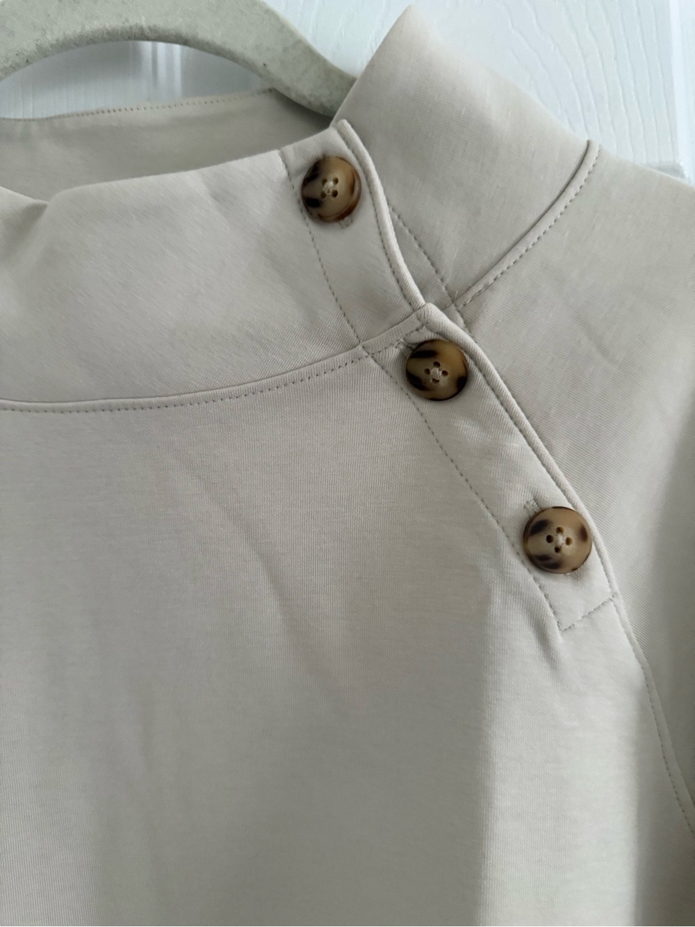 J. Jill Cream Button-Shoulder Mock Neck Pullover 2X - Picture 2 of 12
